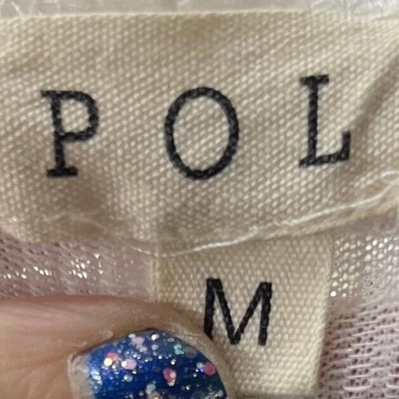 POL Top Size Medium White Black Striped Detail Ribbed Pocket Loose Oversized Fit - Picture 5 of 6